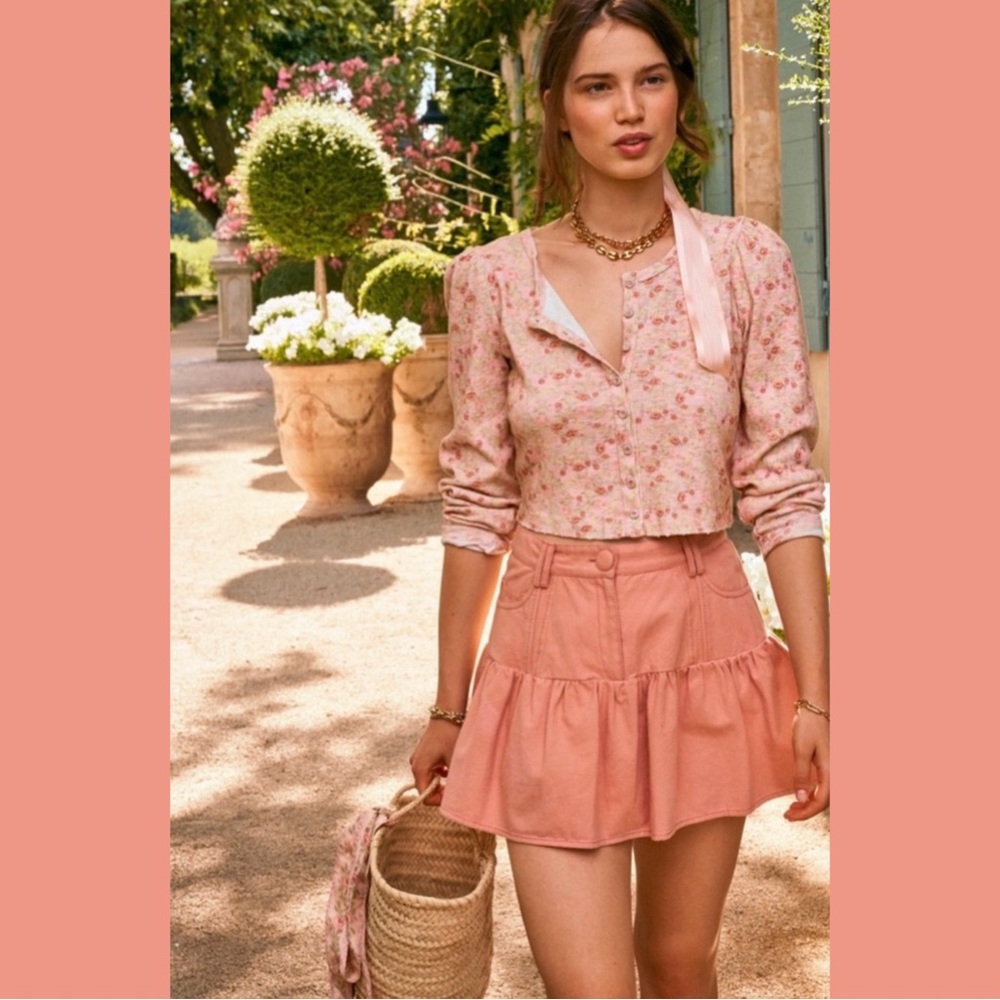 LoveShackFancy Dock Skirt in Pink Size 2